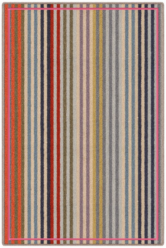 Margo Selby Stripe Frolic Westbrook (1921) with Stripes Thick Borders Black (6203) outer and Cotton Borders Pink (1030) inner border (Double piping) 