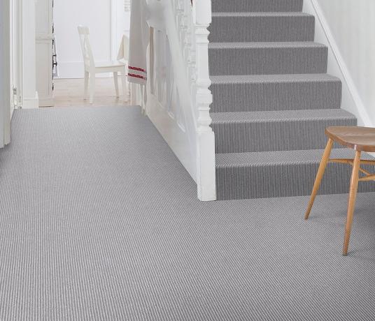 Wool Pinstripe Moon Mineral Pin Carpet 1863 on Stairs