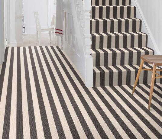 Wool Blocstripe Sable Bone Bloc Carpet 1852 on Stairs