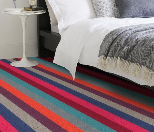 Margo Selby Stripe Carnival Carousel Carpet 1990 in Bedroom