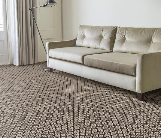 Quirky Geo Black Carpet 7131 in Living Room