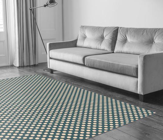 Quirky Spotty Duck Egg Carpet 7142 in Living Room