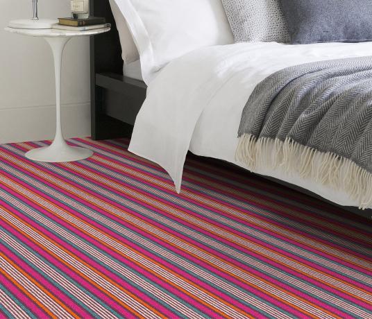 Margo Selby Stripe Carnival Skelter Carpet 1992 in Bedroom