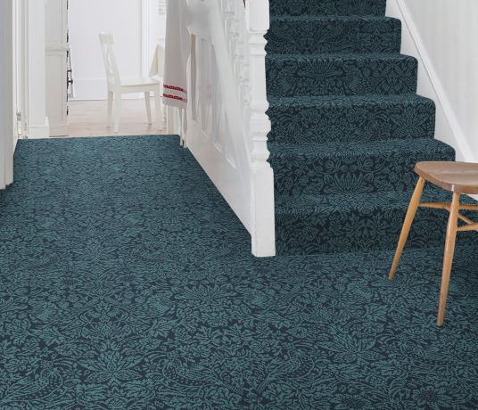 Quirky B Liberty Fabrics Strawberry Meadow Peacock Carpet 7512 on Stairs