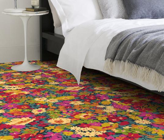 Quirky B Liberty Fabrics Flowers of Thorpe Summer Garden Carpet 7525 in Bedroom