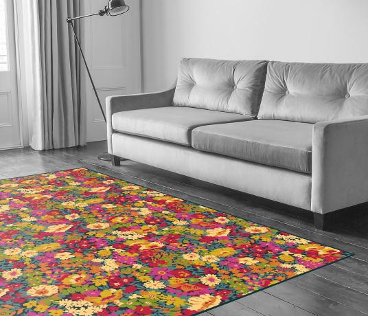 Quirky B Liberty Fabrics Flowers of Thorpe Summer Garden Carpet 7525 in Living Room