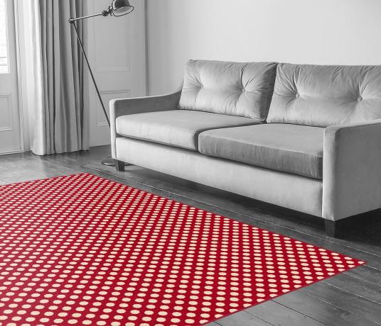 Quirky Spotty Red Carpet 7144 in Living Room