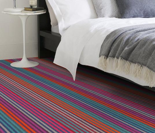 Margo Selby Stripe Carnival Waltzer Carpet 1991 in Bedroom