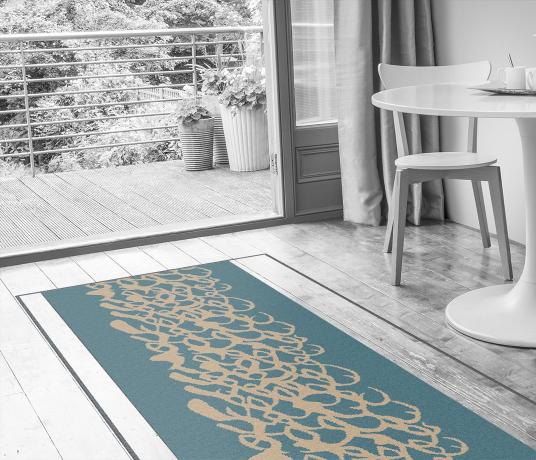 Quirky Waterlake Blue Runner by Ella Doran 7087 in Living Room (Make Me A Rug)