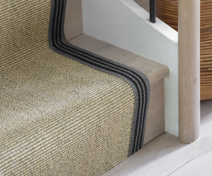 Alternative Flooring, Trend Watch Inspiration, Winter 2024, Anywhere Ca-rPET Re-source bespoke bound stair runner